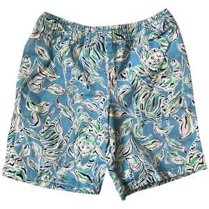 Lilly Pulitzer Coral Coast Short Turquoise Oasis Outta Line Cotton Boy's Medium
